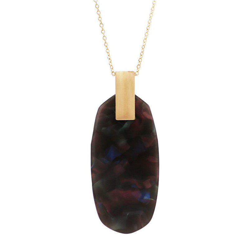Stunning Fashion Lucite Statement Pendant Extra-long Necklace 32" with 3" Extender