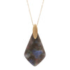 Geometric Diamond Shaped Lucite Statement Pendant Necklace (Blue/Multi)