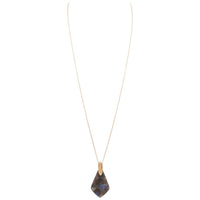 Geometric Diamond Shaped Lucite Statement Pendant Necklace (Blue/Multi)