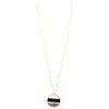 Lucite Stripes in Gold Tone Ring Long Necklace (Black)