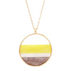 Extra Long Round Pendant Necklace Yellow Grey