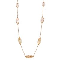 Lucite and Gold Tone Long Strand Natural Charm Necklace 38" with 3" Extender