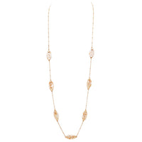 Lucite and Gold Tone Long Strand Natural Charm Necklace 38" with 3" Extender