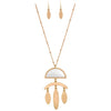 Two Tone Geometric Long Statement Necklace and Earring Set