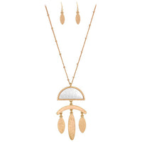 Two Tone Geometric Long Statement Necklace and Earring Set
