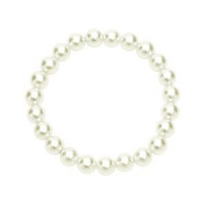 Elegant Glass Simulated Pearl Strand Pearl Stretch Bracelet, 2.25" (Cream)