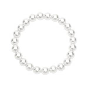 Elegant Glass Simulated Pearl Strand Pearl Stretch Bracelet, 2.25" (White)
