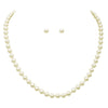 Knotted Simulated Cream Pearl Necklace and Earring Jewelry Gift Set, 18" with 3" Extender