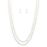 Stunning Classic Knotted Simulated Glass 8mm Pearl Necklace And Dangle Earrings Set, 48