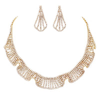 Charming Crystal Rhinestone Ruffle Collar Necklace and Earrings Set