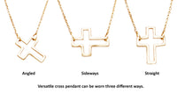 Religious Cross Necklace and Matching Earring Jewelry Gift Set (Gold tone)