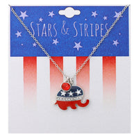 Long Patriotic Red White and Blue Republican USA Political Party American Flag Pendant Necklace