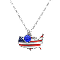 Patriotic USA Political Party American Flag Pendant Necklace, 18-20" with 2" Extender