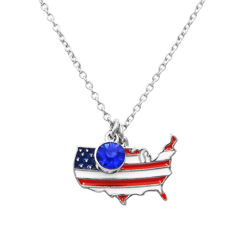 Patriotic USA Political Party American Flag Pendant Necklace, 18-20" with 2" Extender