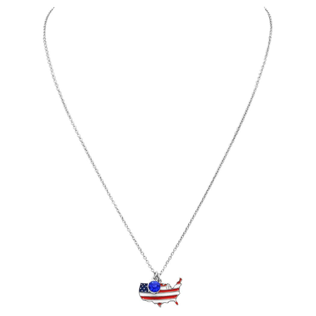 Patriotic USA Political Party American Flag Pendant Necklace, 18-20" with 2" Extender