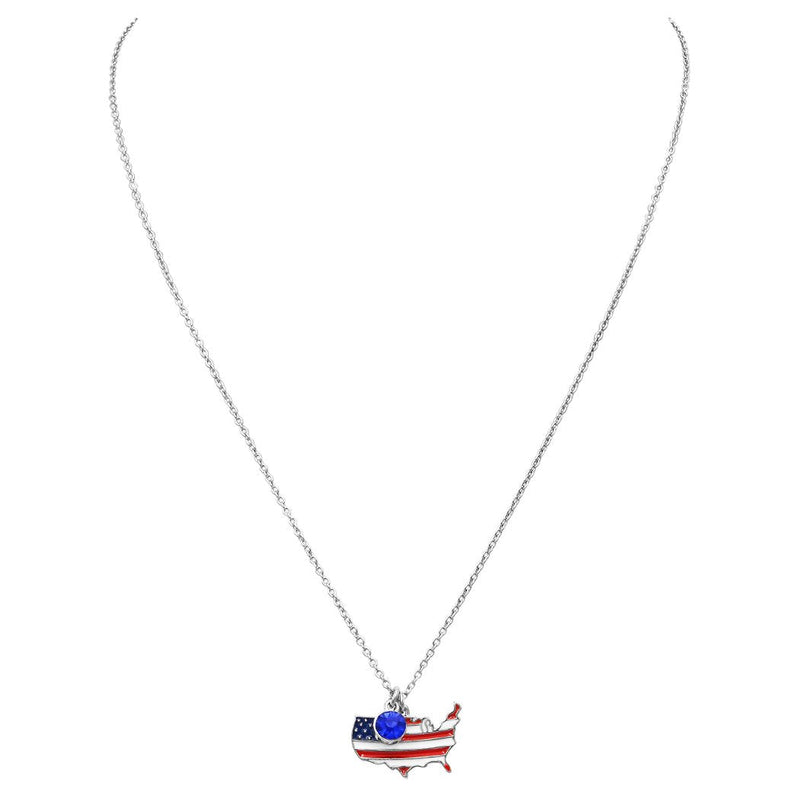 Patriotic USA Political Party American Flag Pendant Necklace, 18-20" with 2" Extender