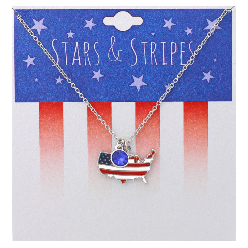 Patriotic USA Political Party American Flag Pendant Necklace, 18-20" with 2" Extender