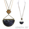 Contemporary Wood Pendant Extra Long Statement Necklace (Black)