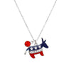 Long Patriotic USA Red White and Blue Democrat Political Party American Flag Charm Pendant Necklace