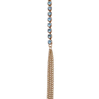 74" Rhinestone Strand Wrap Style Crystal Statement Necklace With Tassels (Aqua)