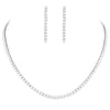 Stunning Cubic Zirconia Simple 3mm Strand Necklace and Hypoallergenic Earrings Set