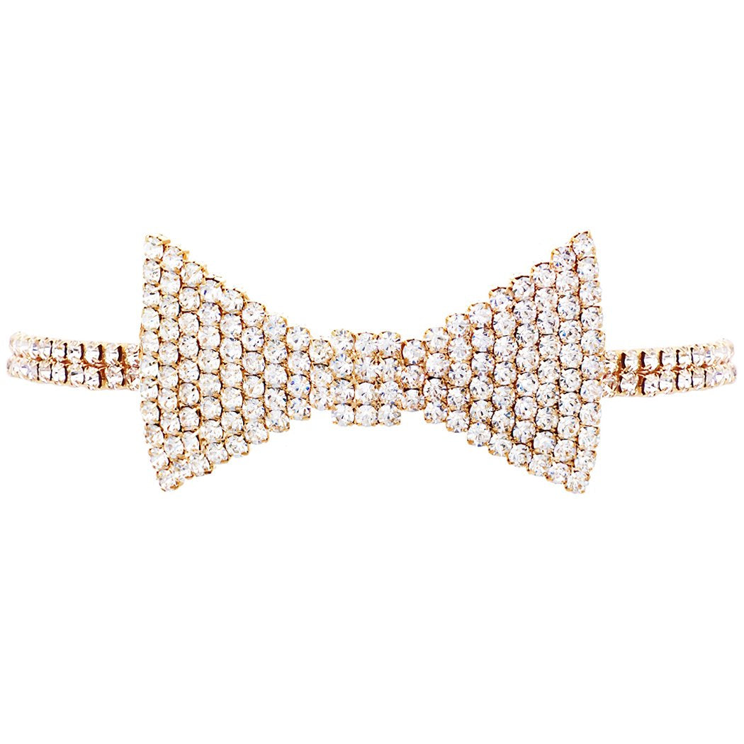 Rhinestone bow tie choker sale
