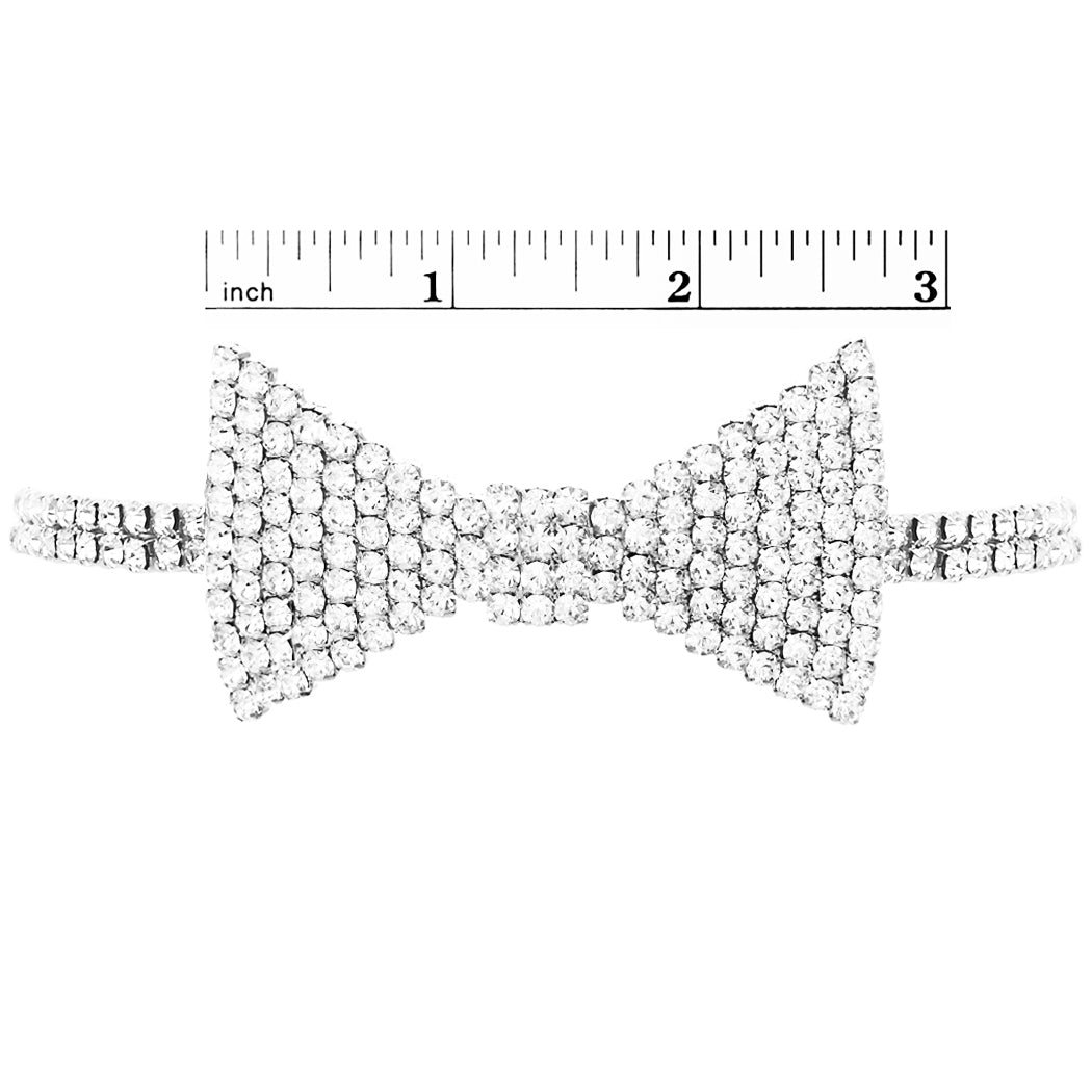 Fabulous Sparkling Crystal Choker Bow Tie Necklace 12
