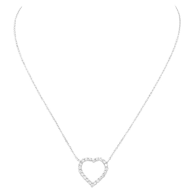 Women's Stunning Premium Cubic Zirconia Crystal Heart Pendant Necklace, 15"-17" with 2" Extender