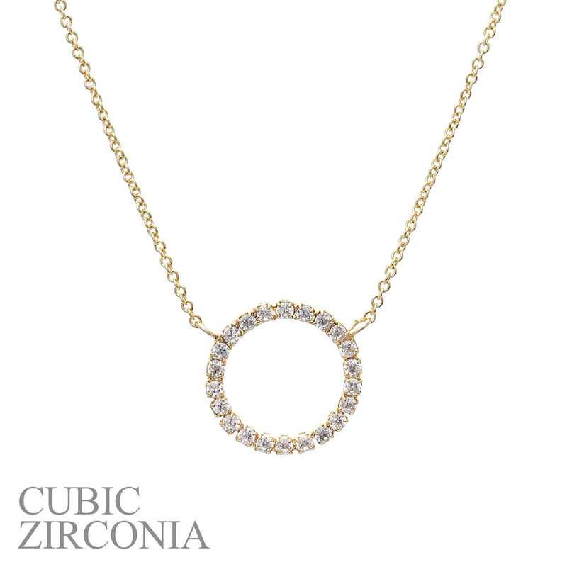 Cubic Zirconia Circle Pendant Necklace