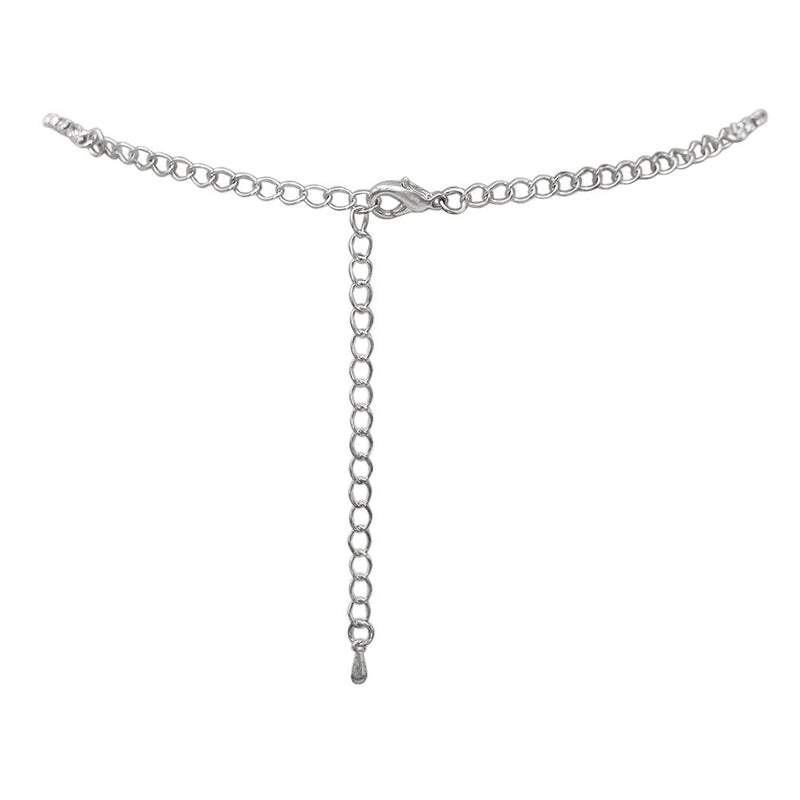 Simply Stunning Crystal Rhinestone Fringe Silver Tone Necklace And Hypoallergenic Post Back Earrings Bridal Set, 13"+5"