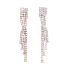 Simply Stunning Crystal Rhinestone Fringe Silver Tone Necklace And Hypoallergenic Post Back Earrings Bridal Set, 13"+5"