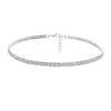 Double Row Crystal Statement Choker Necklace (Silver)