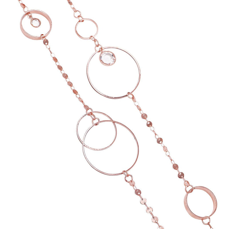 Double Link and Metal Disc with Crystal Dangles Necklace