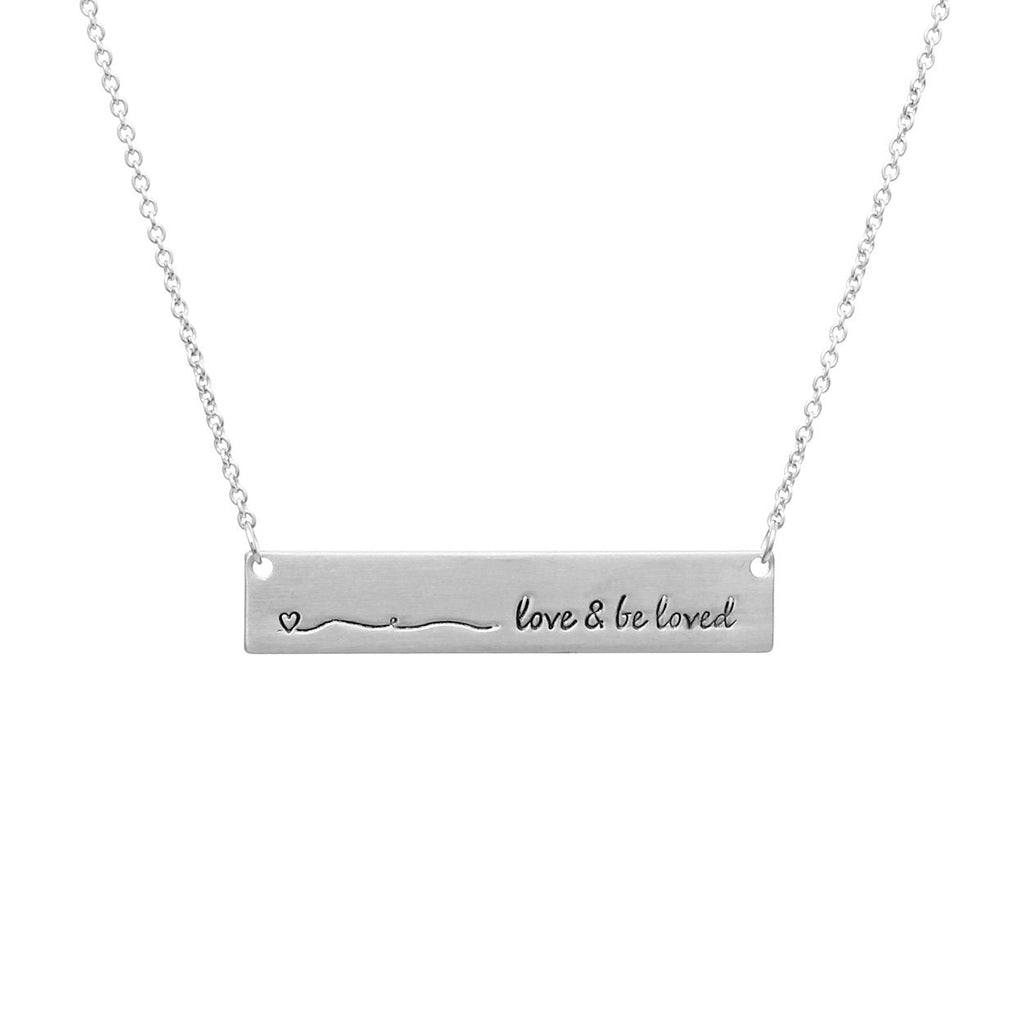 Love and Be Loved Bar Pendant Necklace 16" with 3" Extender