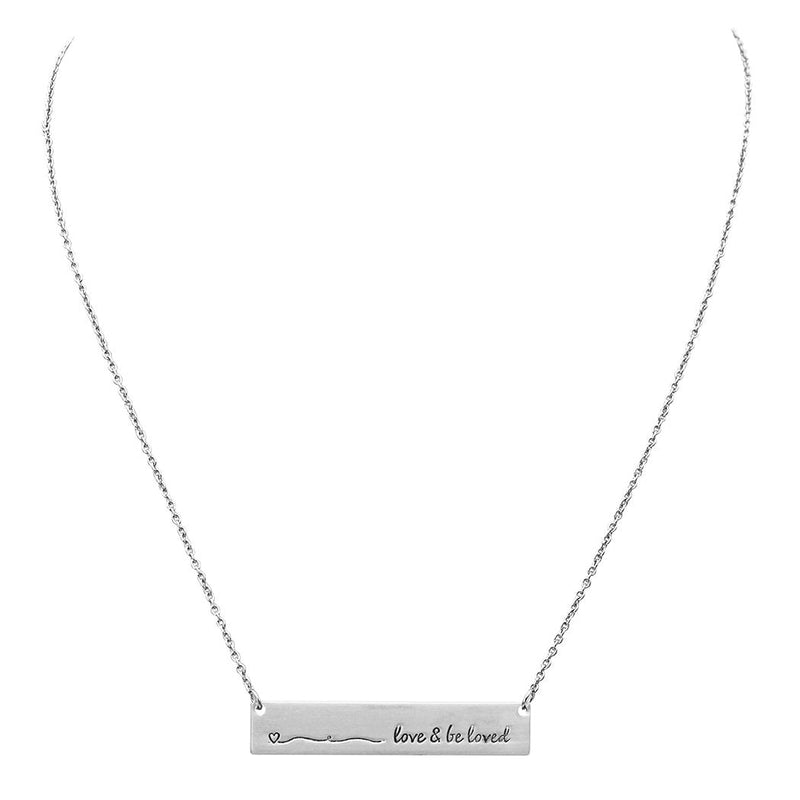 Love and Be Loved Bar Pendant Necklace 16" with 3" Extender