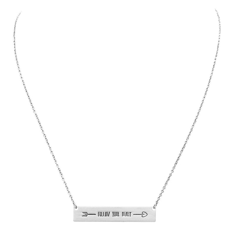 Follow Your Heart Bar Pendant Inspirational Necklace