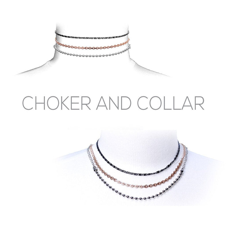 Chain Choker Necklaces Set of 3 (Tri Tone)