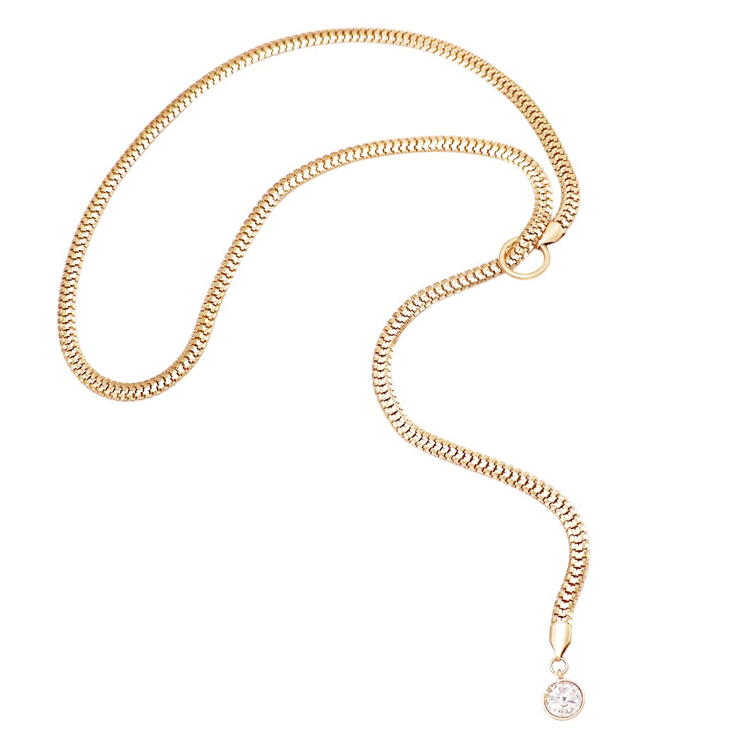 Adjustable Y Necklace with Crystal Detail Gold