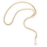 Adjustable Y Necklace with Crystal Detail (Gold)