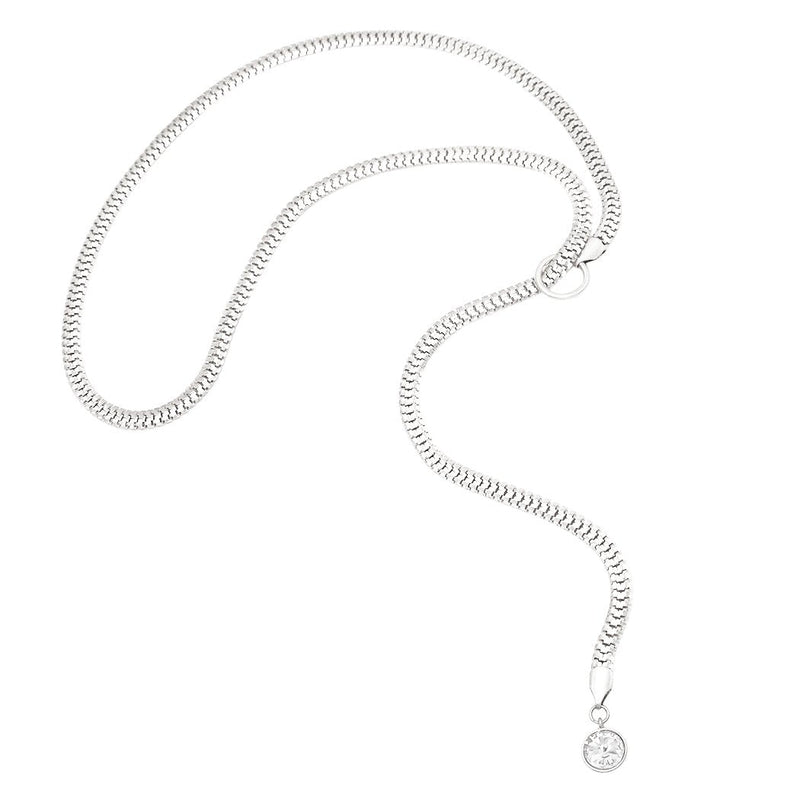 Adjustable Y Necklace with Crystal Detail (Silver)