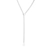 Adjustable Y Necklace with Crystal Detail (Silver)