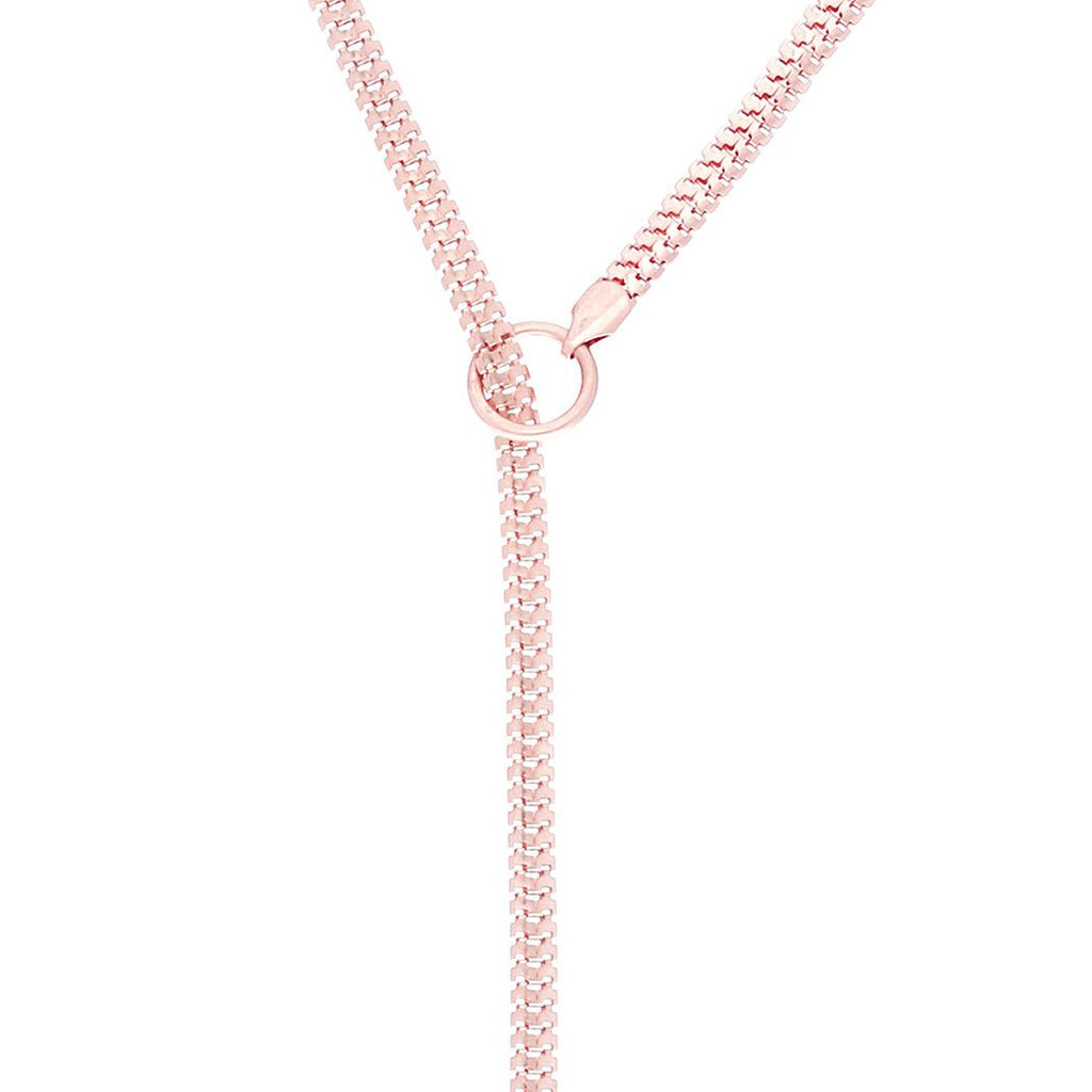 Extra Long Rose Gold Adjustable Y Necklace with Crystal Detail 32"