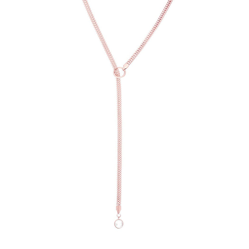 Extra Long Rose Gold Adjustable Y Necklace with Crystal Detail 32"