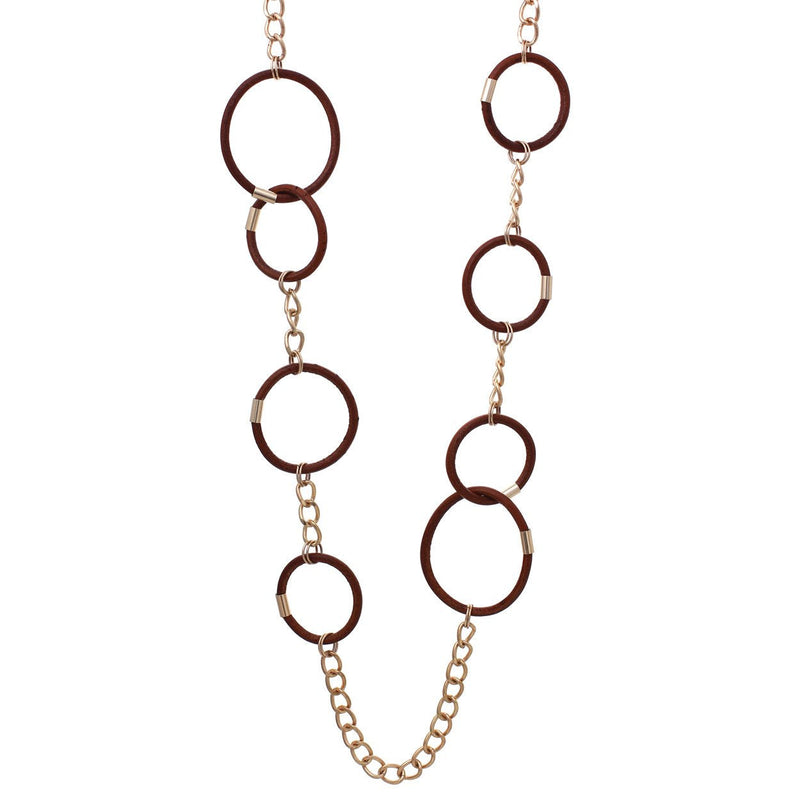 Statement Necklace Brown Chunky Vegan Leather Links