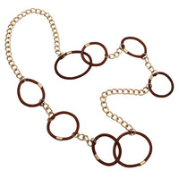 Statement Necklace Brown Chunky Vegan Leather Links