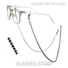 Elegant 2mm Crystal Rhinestone Strap Reader Eyeglass Face Mask Holder Necklace, 26" (Jet Black in Hematite)