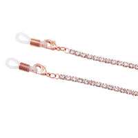 Elegant 3mm Crystal Rhinestone Strap Reader Eyeglass Chain Necklace Holder, 28.5" (Rose Gold)