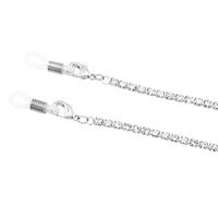 Elegant 3mm Crystal Rhinestone Strap Reader Eyeglass Chain Necklace Holder, 28.5" (Silver Tone)