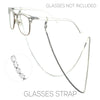 Elegant 3mm Crystal Rhinestone Strap Reader Eyeglass Chain Necklace Holder, 28.5" (Silver Tone)
