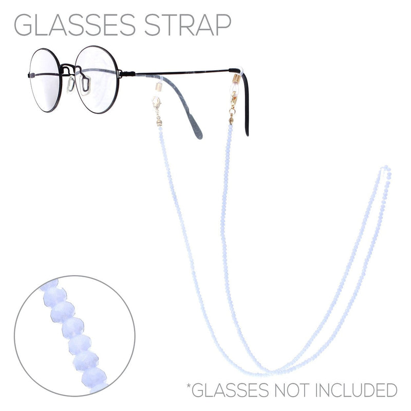 Colorful 2mm Faceted Glass Crystal Bead Reader Eyeglass Strap Necklace, 28" (Air Blue)